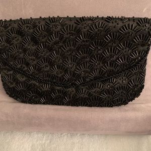 Black beaded evening bag